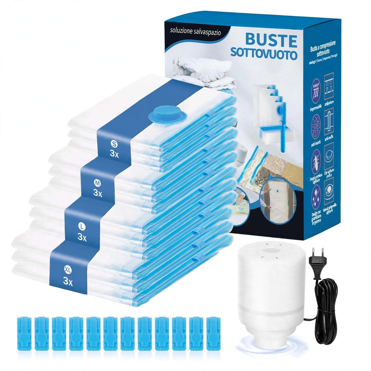 VacuumBox™ - Sacchetti Sottovuoto 4 in 1 con pompa